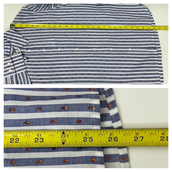 Boden Copper Metallic Clip Blue & White Pinstripe Button Up Shirt Nwt Size 4P - Picture 15 of 15